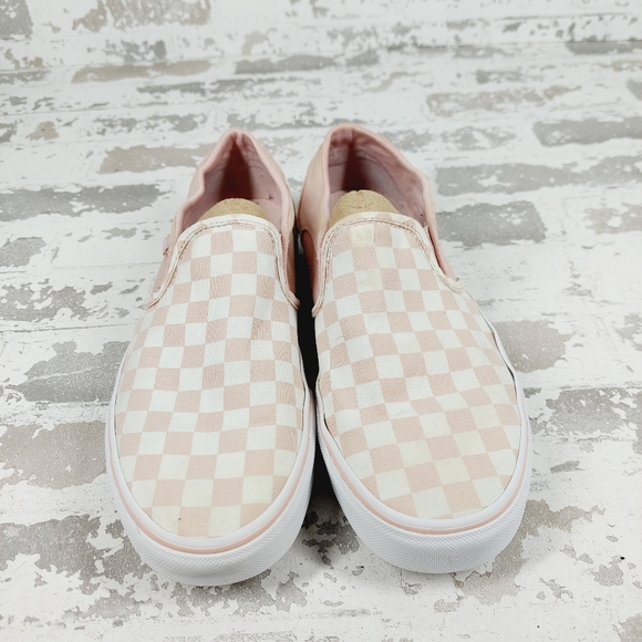 Vans Blush and Cream Checkered Slip-On Sneakers - Picture 3 of 13